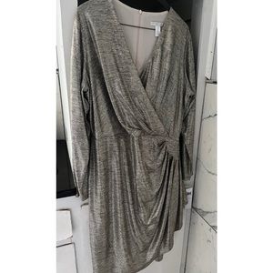 Size 16 W London Times *NWT* metallic gold faux wrap dress